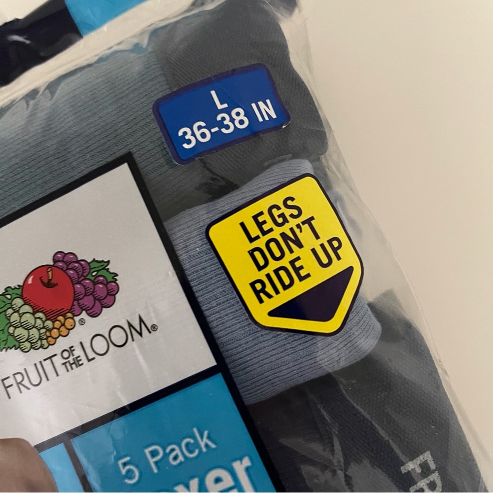 Fruit of the Loom 5 Pack Boxer Briefs L (36-38) Assorted Blues - Picture 4 of 10